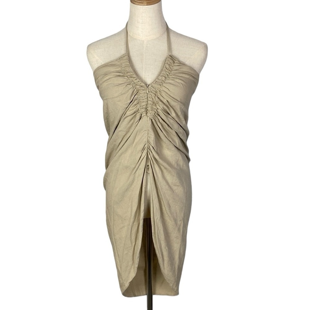 Vine tree linen halter ruched front top